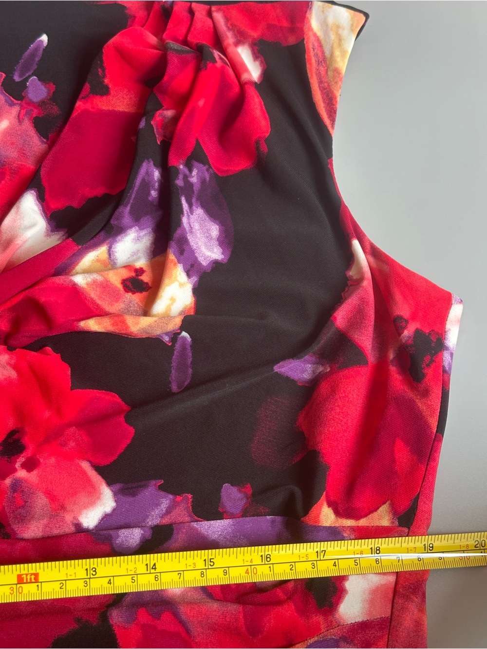 Lauren Ralph Lauren Floral Sheath Dress Pink Purple Black Cowl Neck Size 16W - Picture 8 of 11